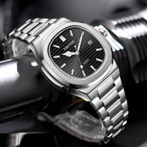 PABLO RAEZ New Men’s Square Watch Business Style Waterproof Calendar Steel Band Model 2755-BLACK
